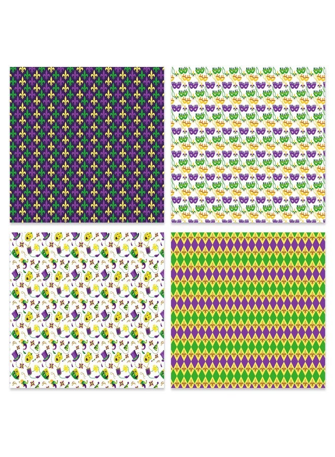 DodelyGz 12Pcs Mardi Gras Premium Kraft Gift Wrap Paper,New Orleans Carnival Pattern Wrapping Paper for Mardi Gras DIY Gift Packing Birthday Party Favor, 20 x 27 Inch - Image 2